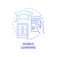 Mobile learning blue gradient concept icon. Remote access abstract idea thin line illustration. Isolated outline drawing