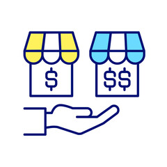 Low and high pricing strategies RGB color icon. Consumer preference. Competitive advantage. Isolated raster illustration. Simple filled line drawing