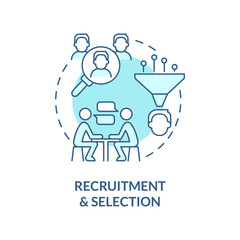 Recruitment and selection turquoise concept icon. Checking candidates. HR abstract idea thin line illustration. Isolated outline drawing