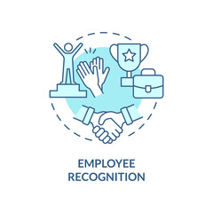 Employee recognition turquoise concept icon. Workers contributions. HR abstract idea thin line illustration. Isolated outline drawing