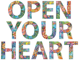 OPEN YOUR HEART. Vector decorative zentangle object