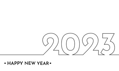 Happy New Year 2023 background with black inscriptions
