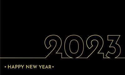 Happy New Year 2023 background with golden inscriptions