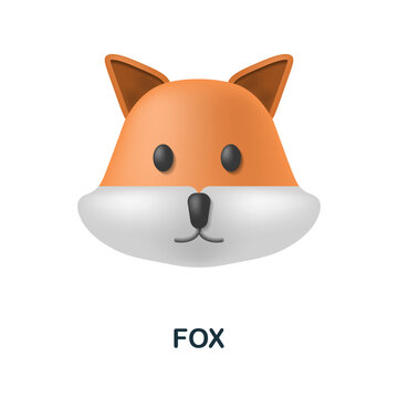 Fox icon. 3d illustration from animal head collection. Creative Fox 3d icon for web design, templates, infographics and more