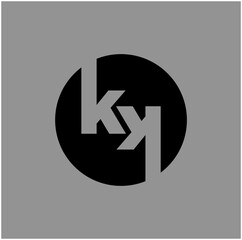 KK brand name initial letter round icon. KK brand symbol.