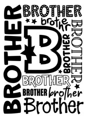 Obraz premium Brother sign print svg image Isolated on transparent background Various fonts