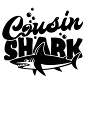 Cousin shark sign. Birthday party decoration. SVG image. Isolated on transparent background