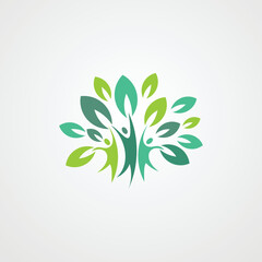 Simple tree logo with family design colorful, colorful style