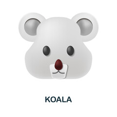 Koala icon. 3d illustration from animal head collection. Creative Koala 3d icon for web design, templates, infographics and more