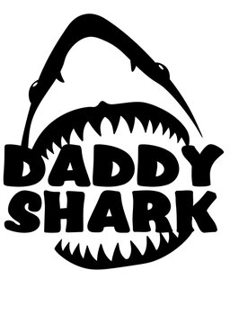 Daddy shark party decoration. SVG image. Isolated on transparent background