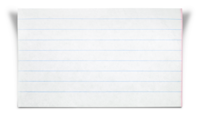 Paper in row Index Card