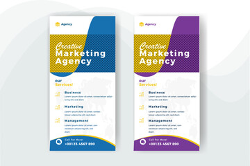 Naklejka na ściany i meble Creative digital marketing agency business rack card or dl flyer template design