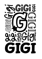 Gigi sign print svg image  Isolated on transparent background Various fonts