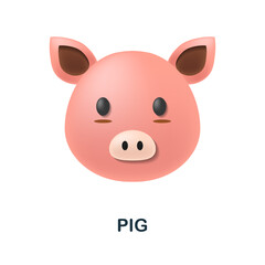 Pig icon. 3d illustration from animal head collection. Creative Pig 3d icon for web design, templates, infographics and more
