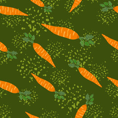 Hand drawn carrot seamless pattern. Doodle carrots wallpaper.