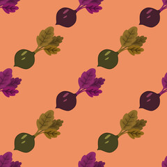 Hand drawn beet seamless pattern. Doodle beetroot wallpaper.