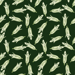Corn plants seamless pattern. Corn cobs endless wallpaper.