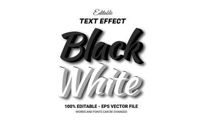 black white editable 3d text effect