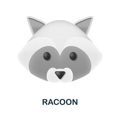 Racoon icon. 3d illustration from animal head collection. Creative Racoon 3d icon for web design, templates, infographics and more