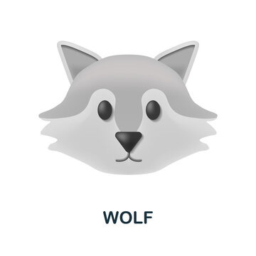 Wolf icon. 3d illustration from animal head collection. Creative Wolf 3d icon for web design, templates, infographics and more