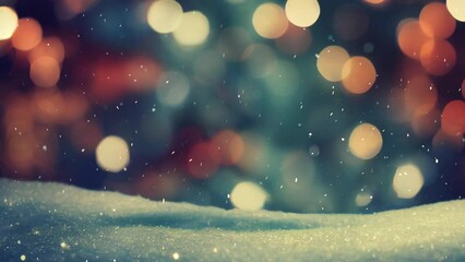 Computer generated 3D illustration of Christmas bokeh lights background with seamless snowing loop. A.I. generated art. - Powered by Adobe