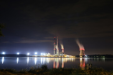 power plant at night