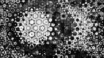 モザイク画のようにドットや模様が絡み合う画像