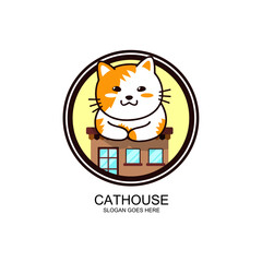 Cat House Pet Care and Animal Logo Design