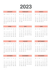 Full Calendar 2023 start from monday
