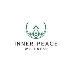 Yoga people with flower logo icon design template vector