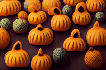 Creative halloween or thanksgiving wallpaper. Halloween cartoon pumpkins pattern