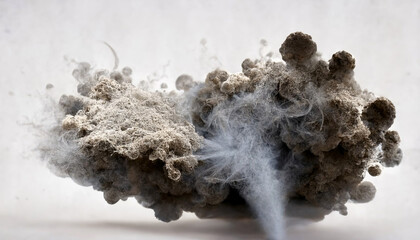 Accumulation of dust macro photography. Smoke and microbe.