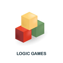 Obraz premium Logic Games icon. 3d illustration from back to school collection. Creative Logic Games 3d icon for web design, templates, infographics and more