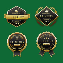 gradient golden luxury badges set vector design illustration