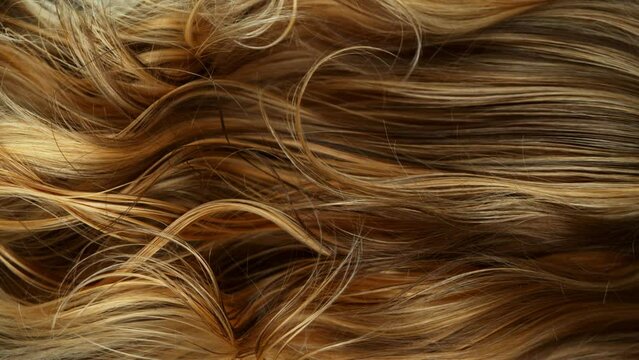 Super slow motion of wavy blonde hair in detail. Filmed on high speed cinema camera, 1000 fps.