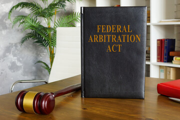 Federal arbitration act on the wooden surface. - obrazy, fototapety, plakaty