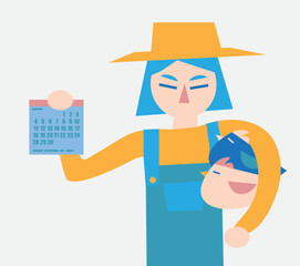 Farmer with calendar