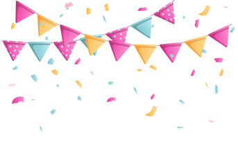 Firecrackers, confetti and flags for the party. Celebration, carnival, event.