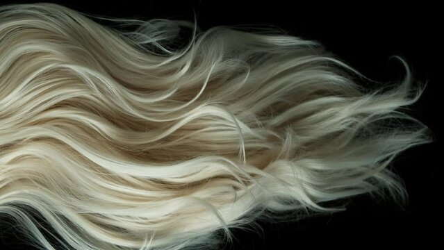 Super slow motion of wavy blonde hair in detail. Filmed on high speed cinema camera, 1000 fps.