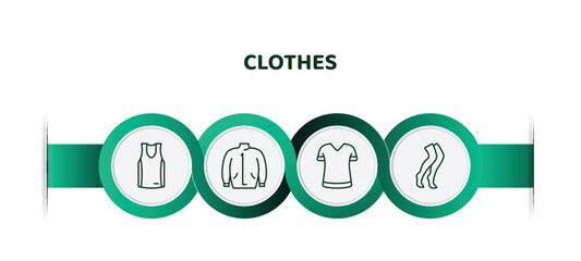 editable thin line icons with infographic template. infographic for clothes concept. included basketball jersey, parka, t shirt, stockings icons. © IconArt