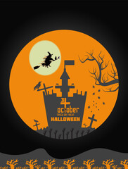 Happy Halloween Text Banner, Vector template elements