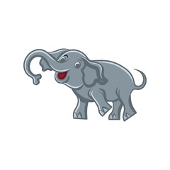 Cute Elephant Cartoon Illustration Design Smiling And Walking
