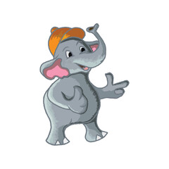 Cute Elephant Cartoon Illustration Design Smiling Pointing And Giving Thumbs Up