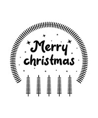 Merry christmas design with christmas elements black lettering text card design