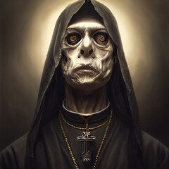 Fototapeta na wymiar Dark Priest Nun Horror Character 3D Illustration