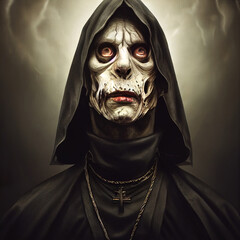 Dark Priest Nun Horror Character 3D Illustration