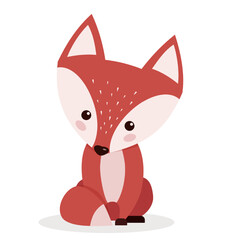 Cute fox, children's illustration.