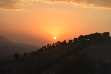 sunset over the mountains