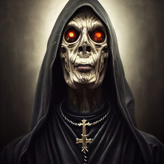 Dark Priest Nun Horror Character 3D Illustration