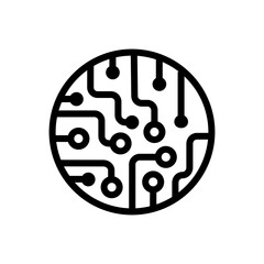 Circuit board icon in flat style. Microchip symbol isolated on white background. Processor pictogram. Black chip symbol for website design, app, ui. Vector illustration